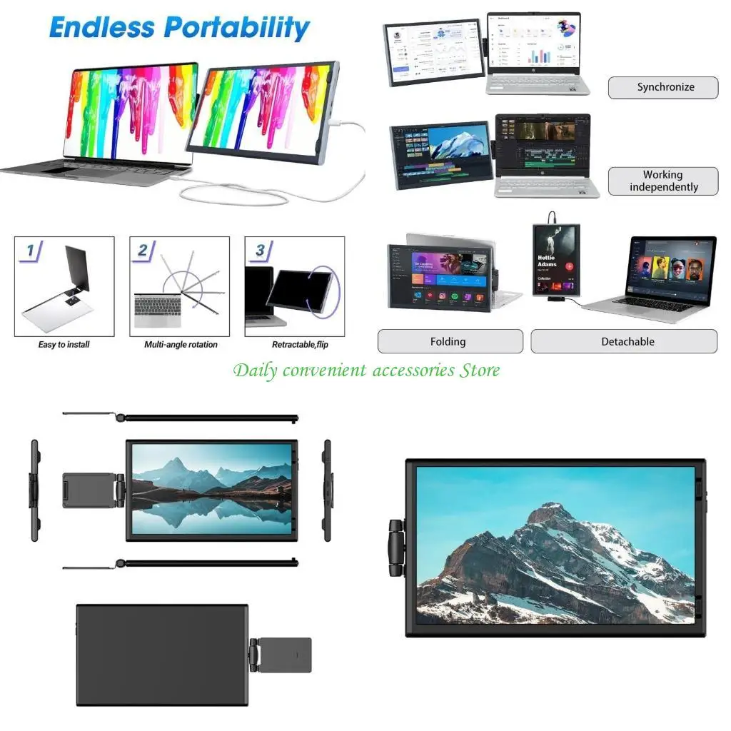 

97QB 14,1-дюймовый портативный монитор 1080P для ноутбука, второй экран, игровой расширенный дисплей