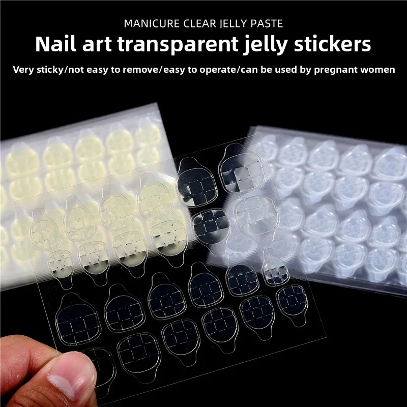 

Nail Jelly Double Sided Tape Transparent Yellow Adhesive for Press on Nails, Waterproof Eco-Friendly False Nail Glue Pads
