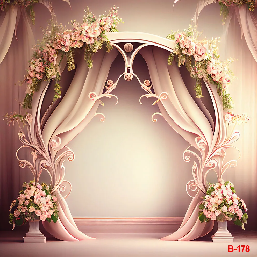 Цветочный свадебный изогнутый фон с дверью фотографический цветочный фон для свадебной церемонии невесты и жениха реквизит для семейного портрета