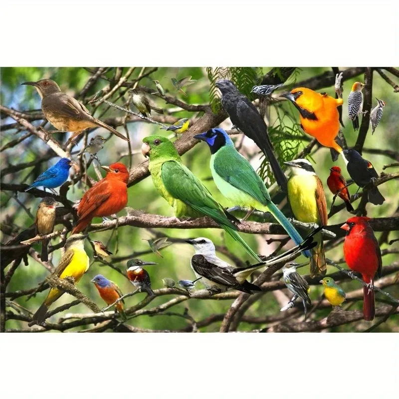 

500 Pieces Jigsaw Puzzle for Adults Painting Colorful Birds Paper Puzzles Home Decor Wall Display Birthday Festival Gift Toys