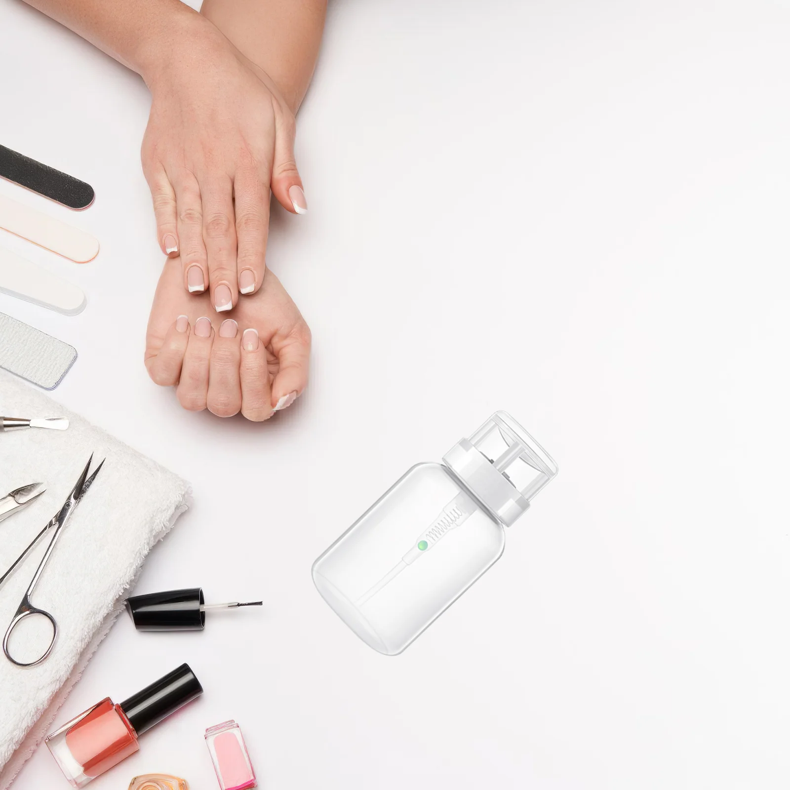 2 قطعة 200 مللي مزيل طلاء الأظافر زجاجات فارغة قابلة للقفل الصحافة موزع التعبئة والتغليف الفرعية تصميم دائم زجاجة تخزين السائل للأظافر