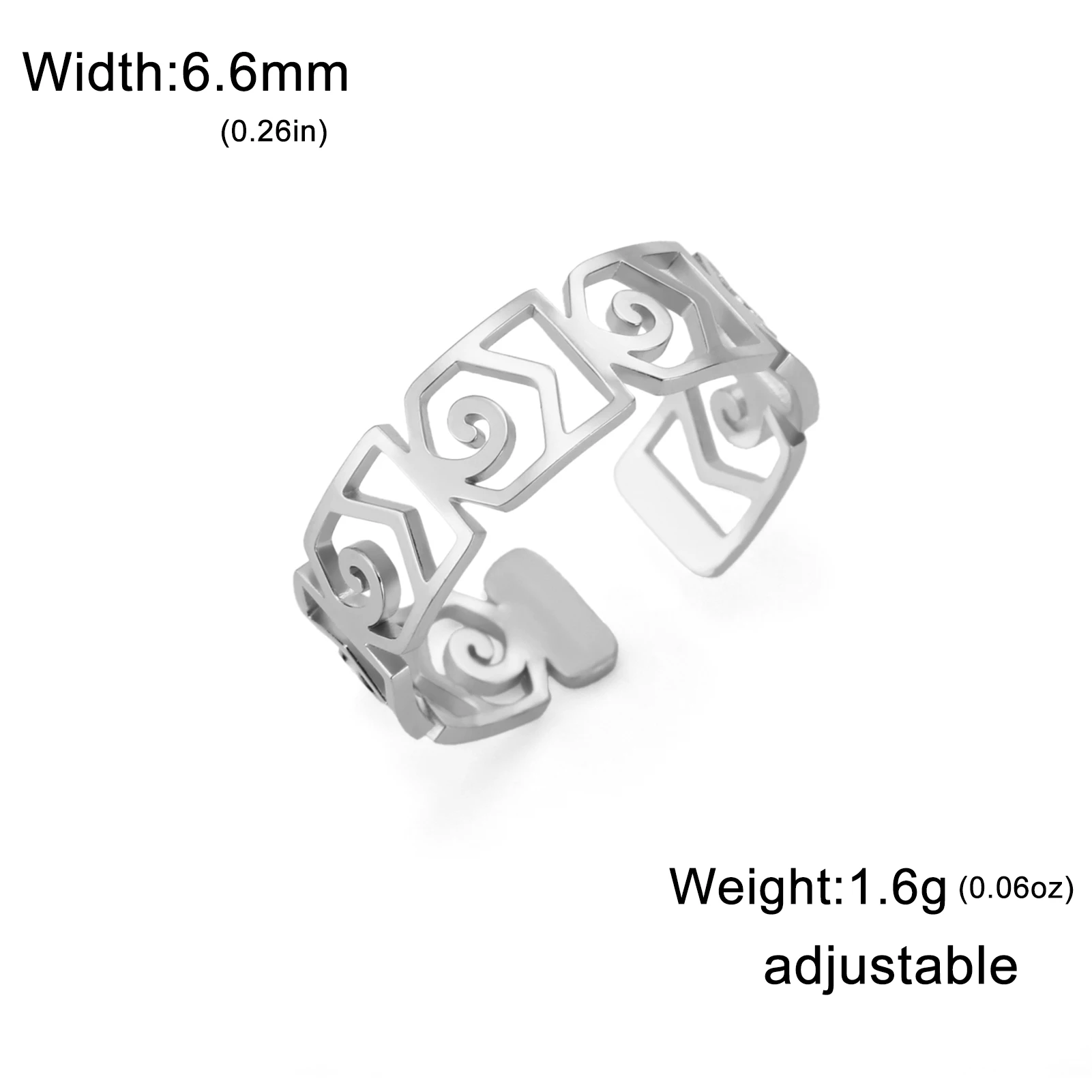 CoolTime Edelstahl-Ring mit griechischem Schlüsselmuster, hohl, geometrisch, verstellbar, Vintage, antike griechische Schmuckstücke, für den Alltag, 2026 – Detail 16