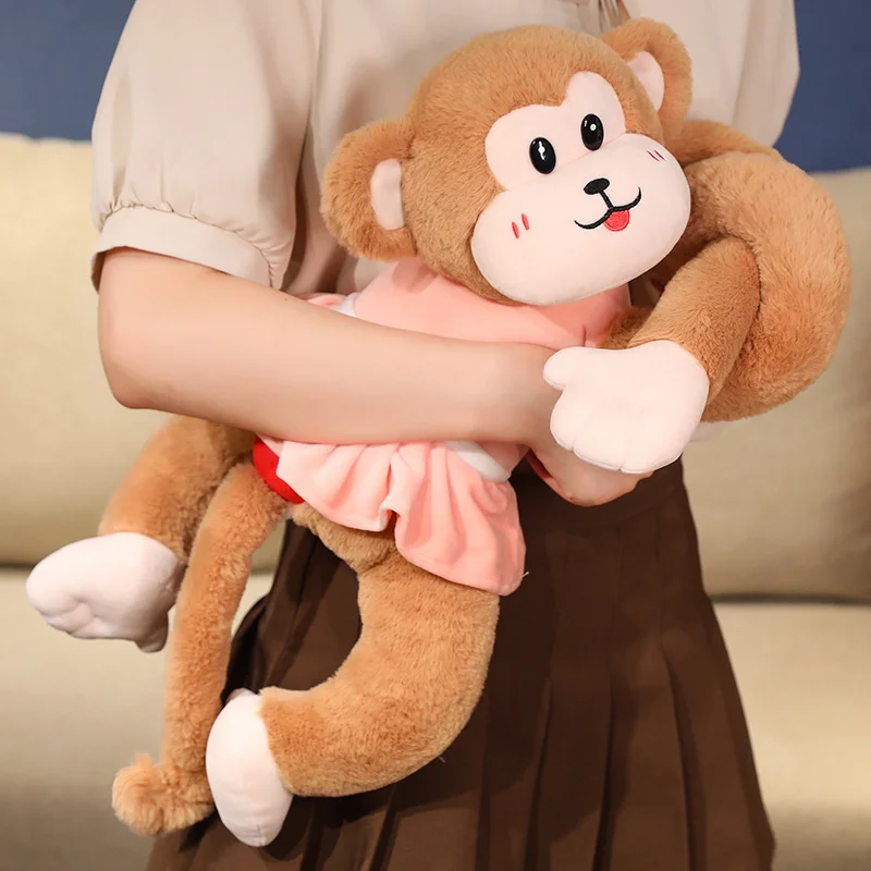 60/80cm Creative Cute Cartoon Dress Super Long Arms Monkey Plush Doll Warm Hug Halter Doll Christmas Gift For Boys And Girls