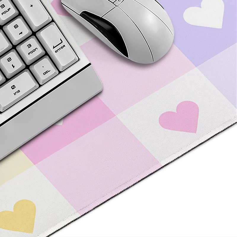 Mouse Pad Pastel Heart Checkerboard Gaming XL New Mousepad XXL MousePads Non-Slip Natural Rubber Gaming laptop Desktop Mouse Pad