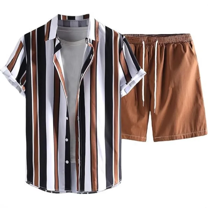 

The New Independent Station TK Cross-border Exclusive European-sized Men's Casual Hawaiian 3D Printed Short-sleeved Shirt Set