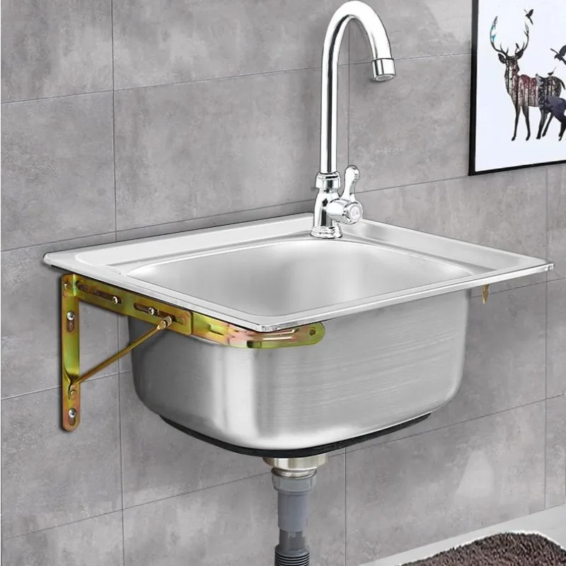 Large Single Bowl Thickened 304 Countertop Utility Washing Basin for Home Balcony Durable Sink Stainless Steel Kitchen Sink