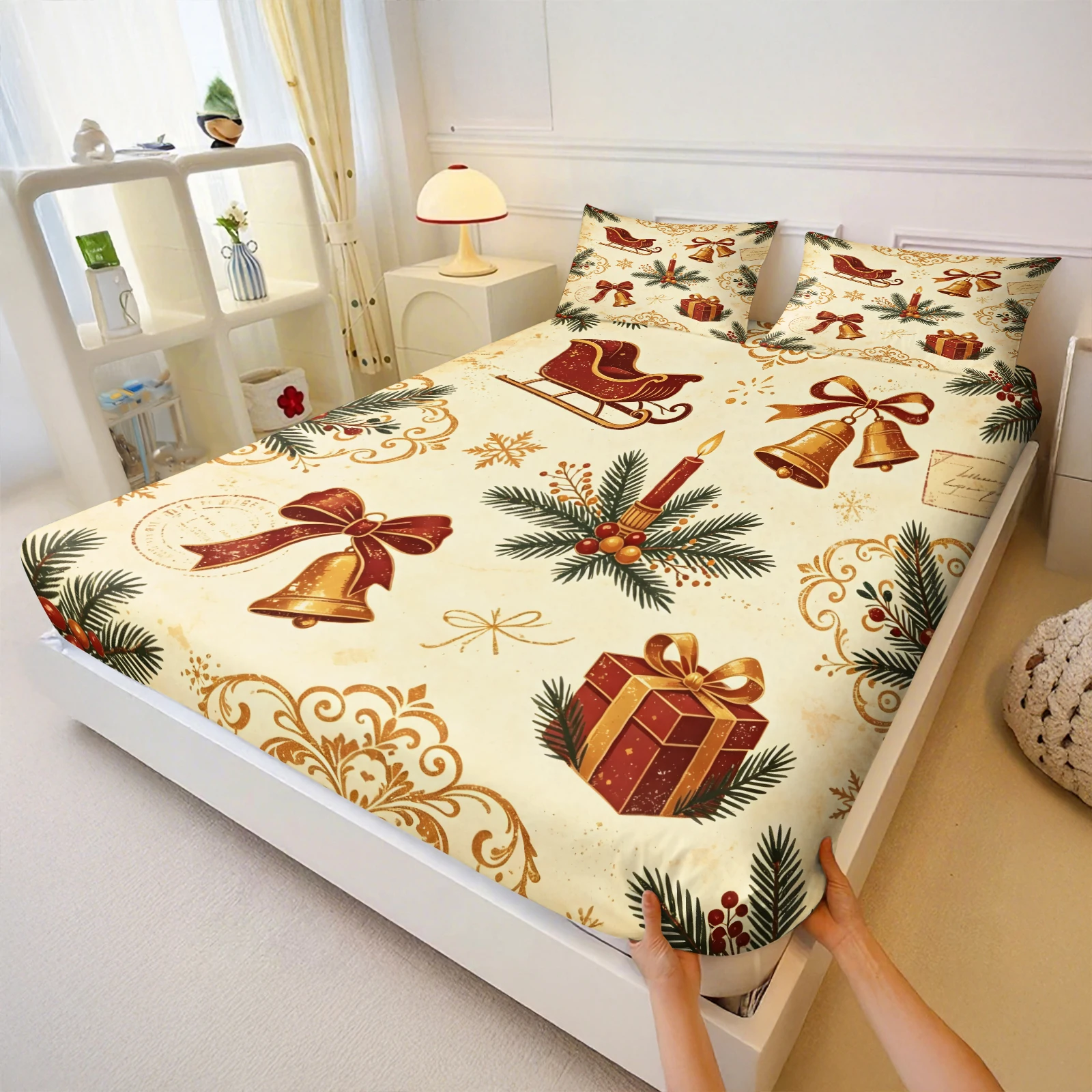 Vintage Noel Temalı Çarşaf Tak - Fitted Bed Sheets Deep Pocket incelemesi ve fiyatı