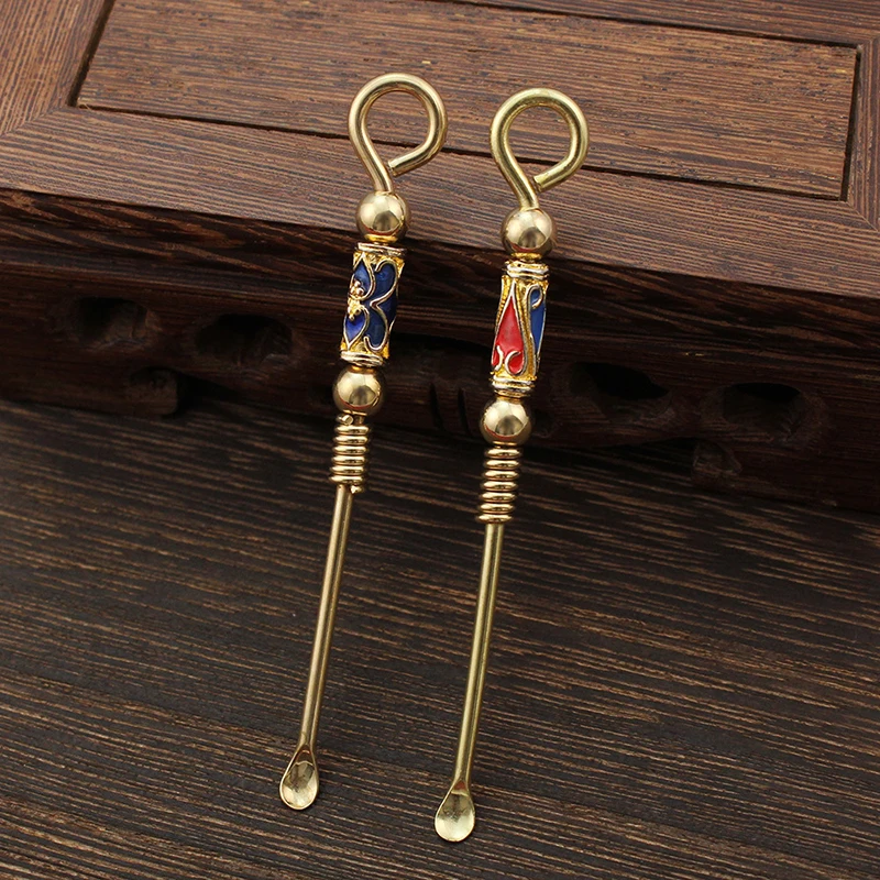 Handmade Brass Ear Pick Ear Curette Cleaner Earwax Removal Cleaning Tools Ear Spoon Portable Ear Cleaner Keychain Pendant