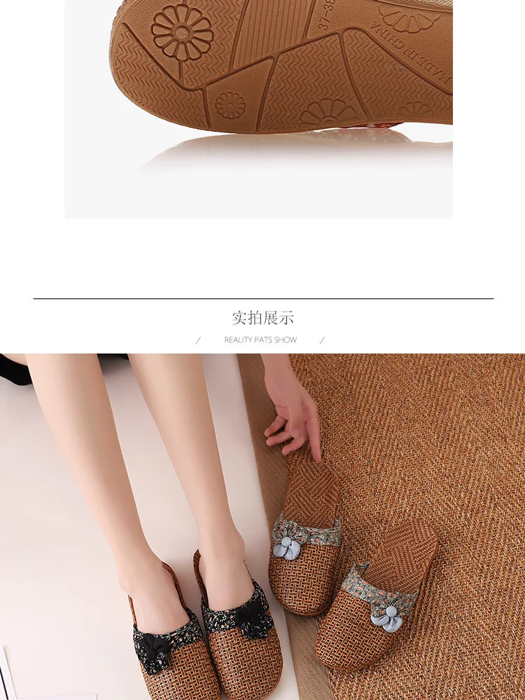 2022 neue Leinen Hausschuhe Frauen Sommer Bambus Matten Haus Hausschuhe Holzboden Schuhe Frauen Eva weiche Sohle Strand Hausschuhe Schuhe Frauen – Detail 8