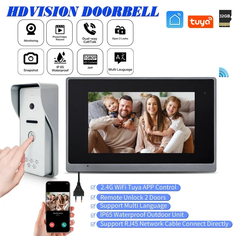 Durable IP65 Waterproof Video Doorbell Wifi Tuya IP Wired Video Intercom System HD Camera Videocitifono