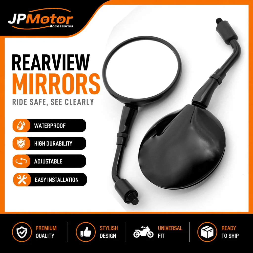 10MM Motorcycle Rearview Mirror Black Circular Short Rod Reverse Mirror Reflective Mirror Motorcycle Modification Accessory