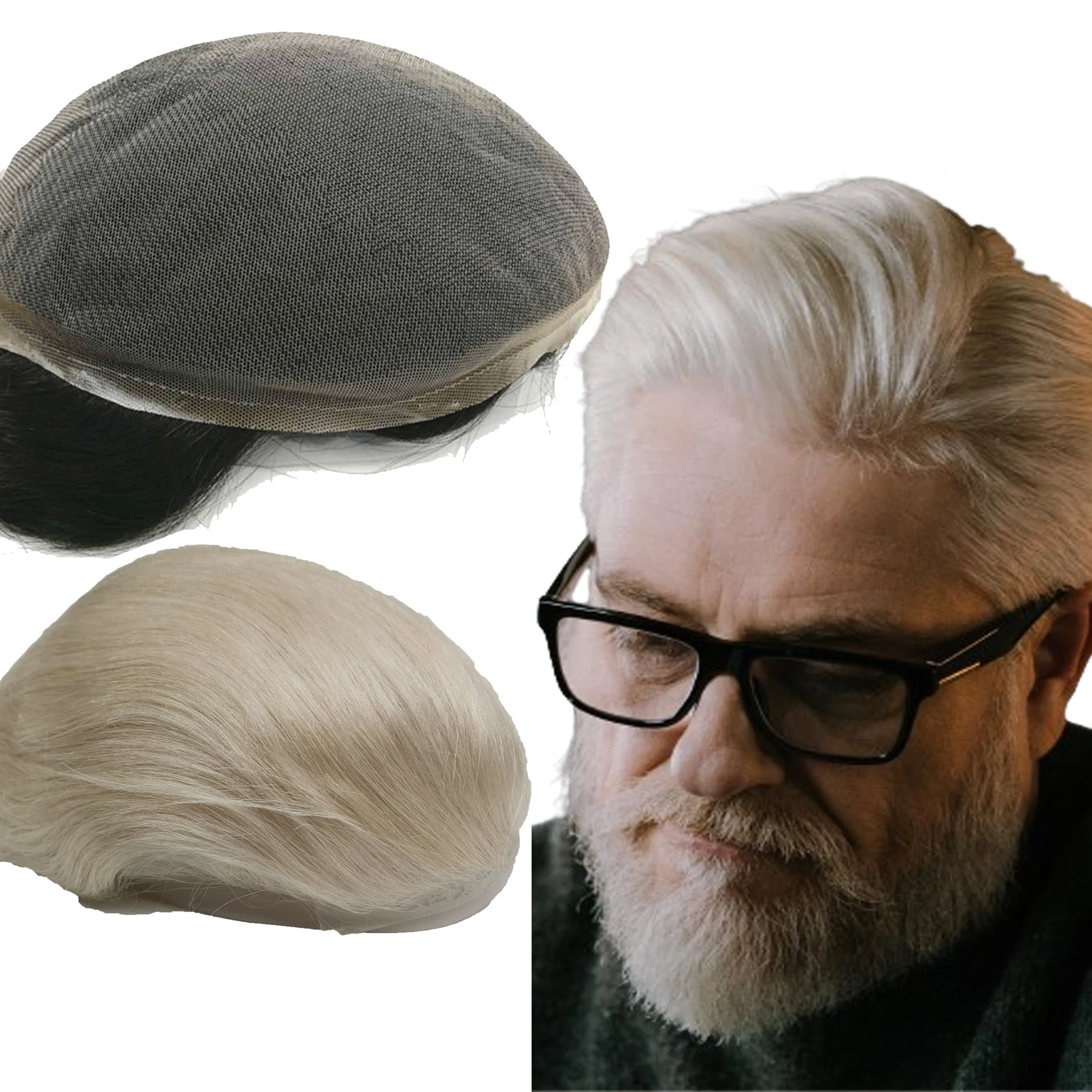 NLW Toupee for Men Human Hair Replacement System