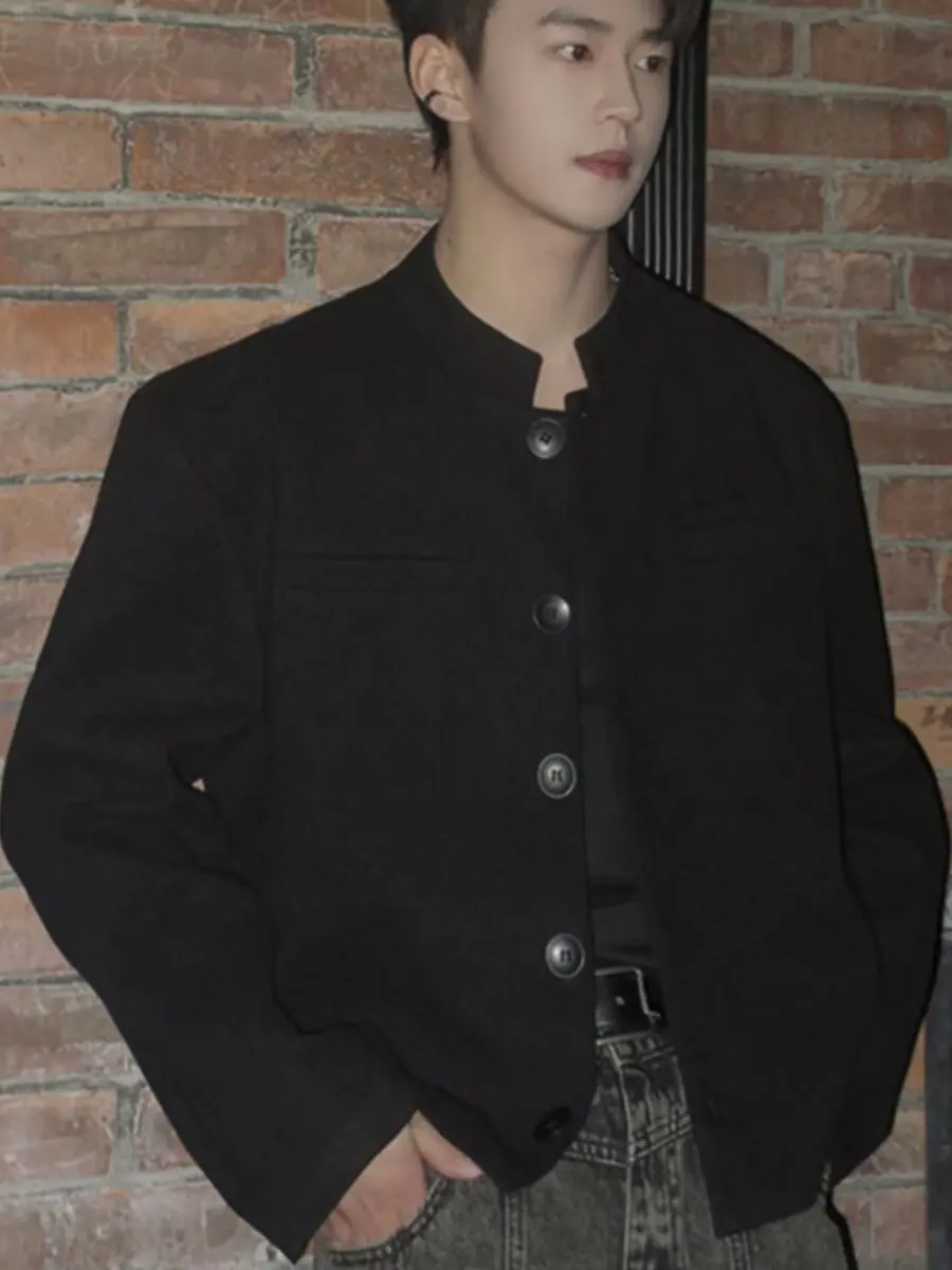 

Новый китайский мужской костюм Sle ort Pad oulder Jaet, весна-осень, высокая чувствительность, крутая национальная подставка для пальто Sle Zhongan...