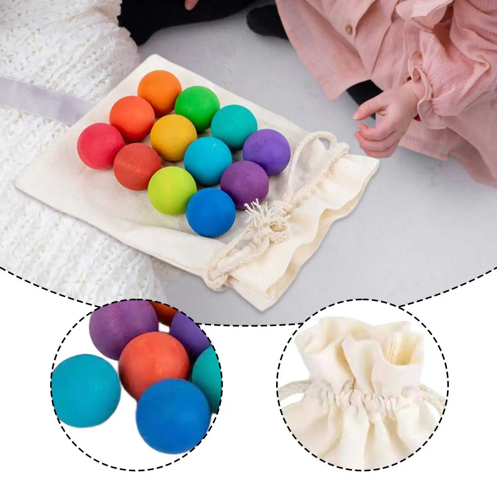 Boules en bois arc-en-ciel, apprentissage des couleurs, éducatives pour les tout-petits, filles, garçons et bébés