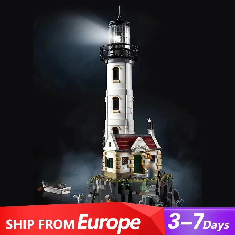 Motorised Lighthouse House Buildings Sets, City Apartment Store Model Modular Buildings Blocks Gift for Adults Kids 2056 PCS