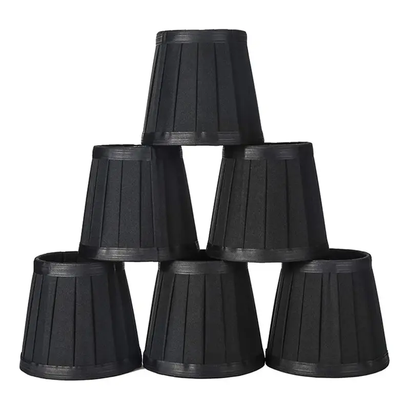 A19F-Clip On Lampshades Candle Chandelier Lampshades For Ceiling Pendant Light Table Lamp Floor Light 12 Pcs Black