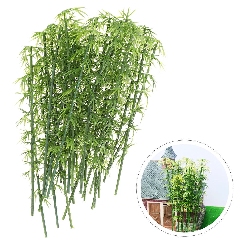 40 Pcs Miniature Bamboo Artificial Plastic Trees 12cm 10cm 8cm 6cm Lifelike Details Landscape Model Fake Greenery