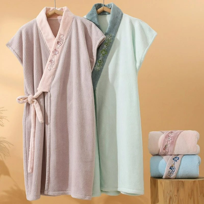 

Халат женский длинный банный полотенце можно обернуть впитывающая пижама для взрослых быстросохнущий халат домашняя одежда