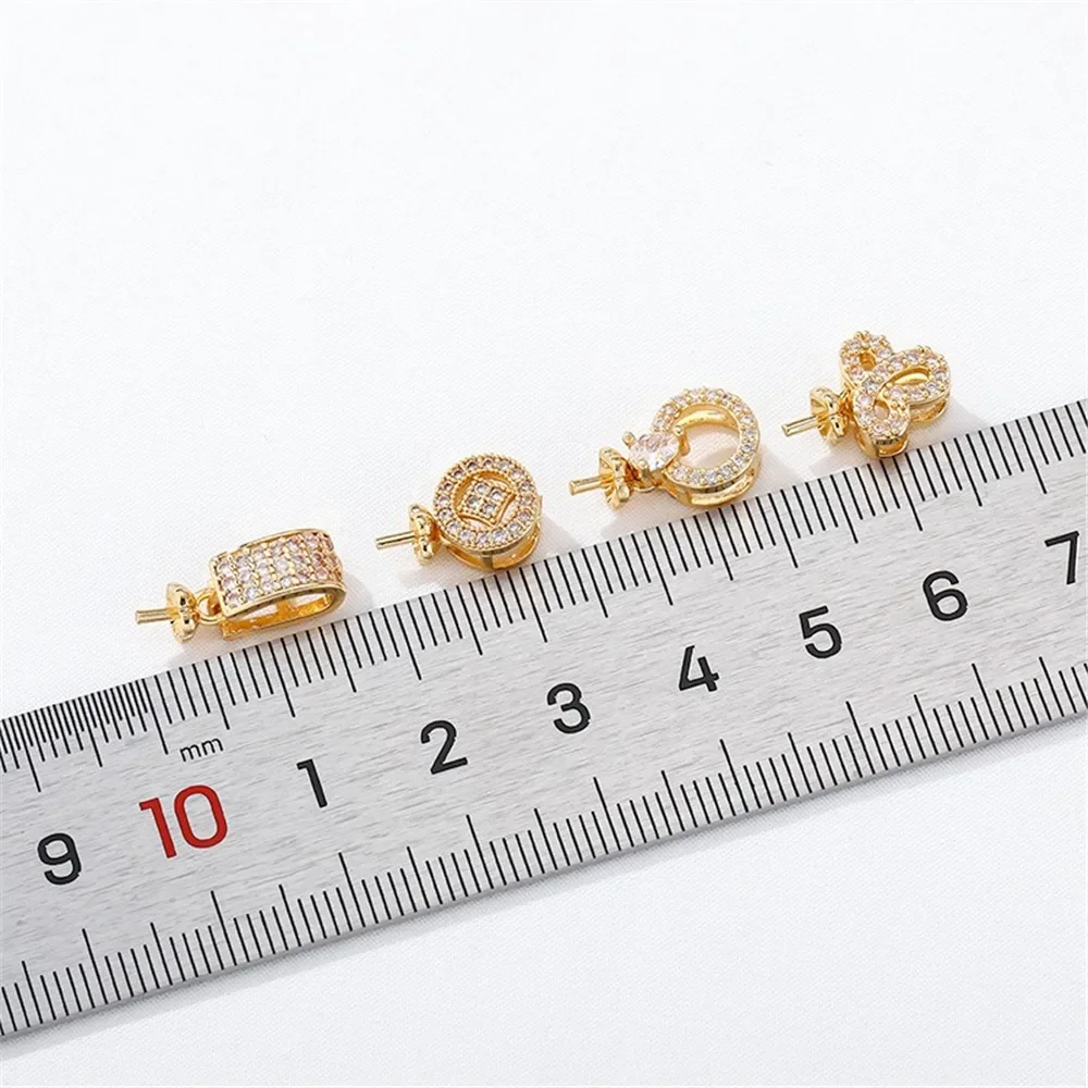 

14K Gold-plated Pendant Pin-studded Crystal Pendant Buckle Bead Holder Diy Handmade Bracelet Pearl Buckle Jewelry Accessories
