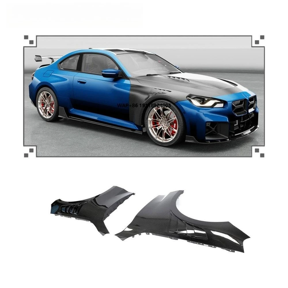 Replacement Style Dry Carbon Fiber Front Bumper Hood Side Fender Cover 2X for B-MW M2 G87 2023-2024