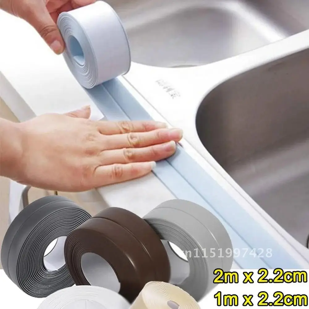 2021 Bathroom Shower Sink Bath Sealing Strip Tape White PVC Self Adhesive Waterproof Wall Sticker for Kitchen Bathroom 2M*2.2CM