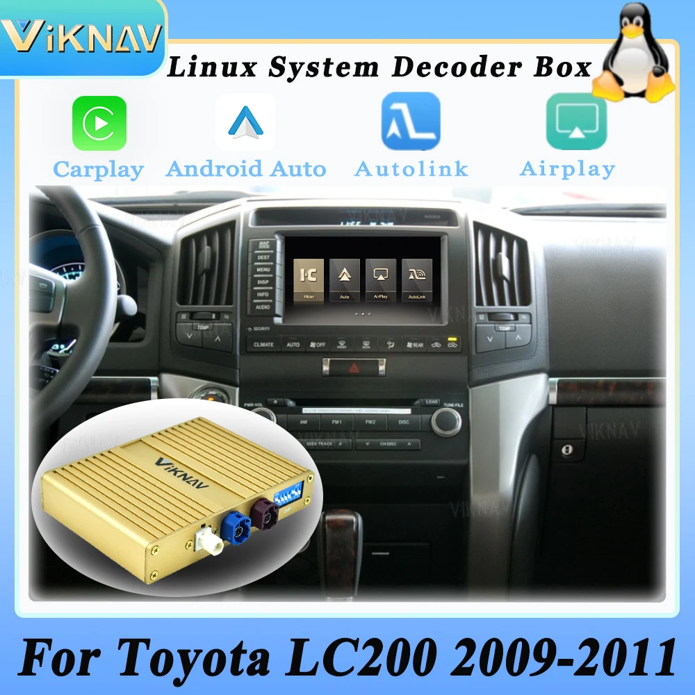 Viknav Linux For Toyota LC200 2009-2011 OEM Car Screen Upgrade Decoder Box MuItimedia Wireless Apple CarPlay Android Auto