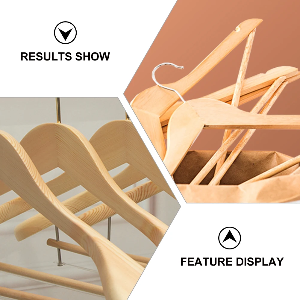 

6Pcs Wooden Clothes Hangers Retro Wardrobe Drying Rack Smooth Material Home Hotel Dorm Storage EcoFriendly Adult Use