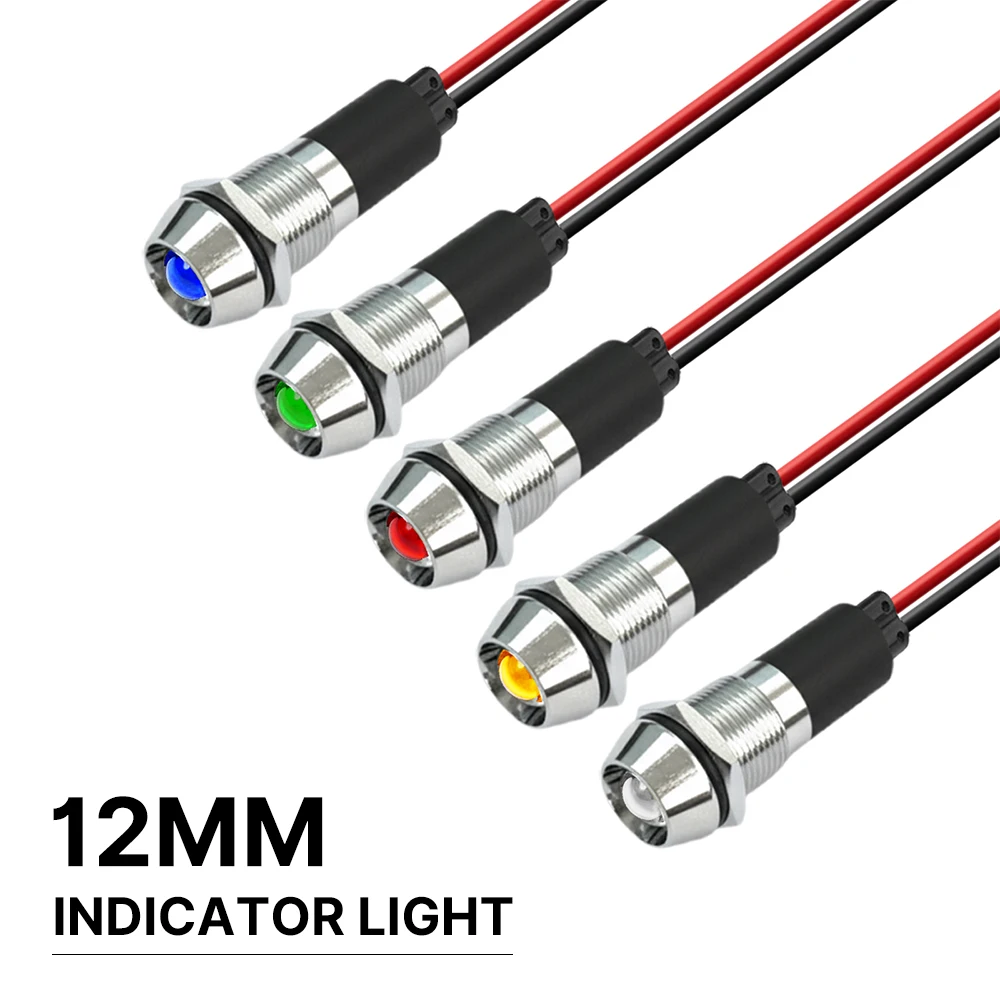 

FILN 10/25PCS12mm Metal LED Indicator Lights IP67 Waterproof Signal Lamps 12v-24v for Automotive Car Truck Boat Equipment Status
