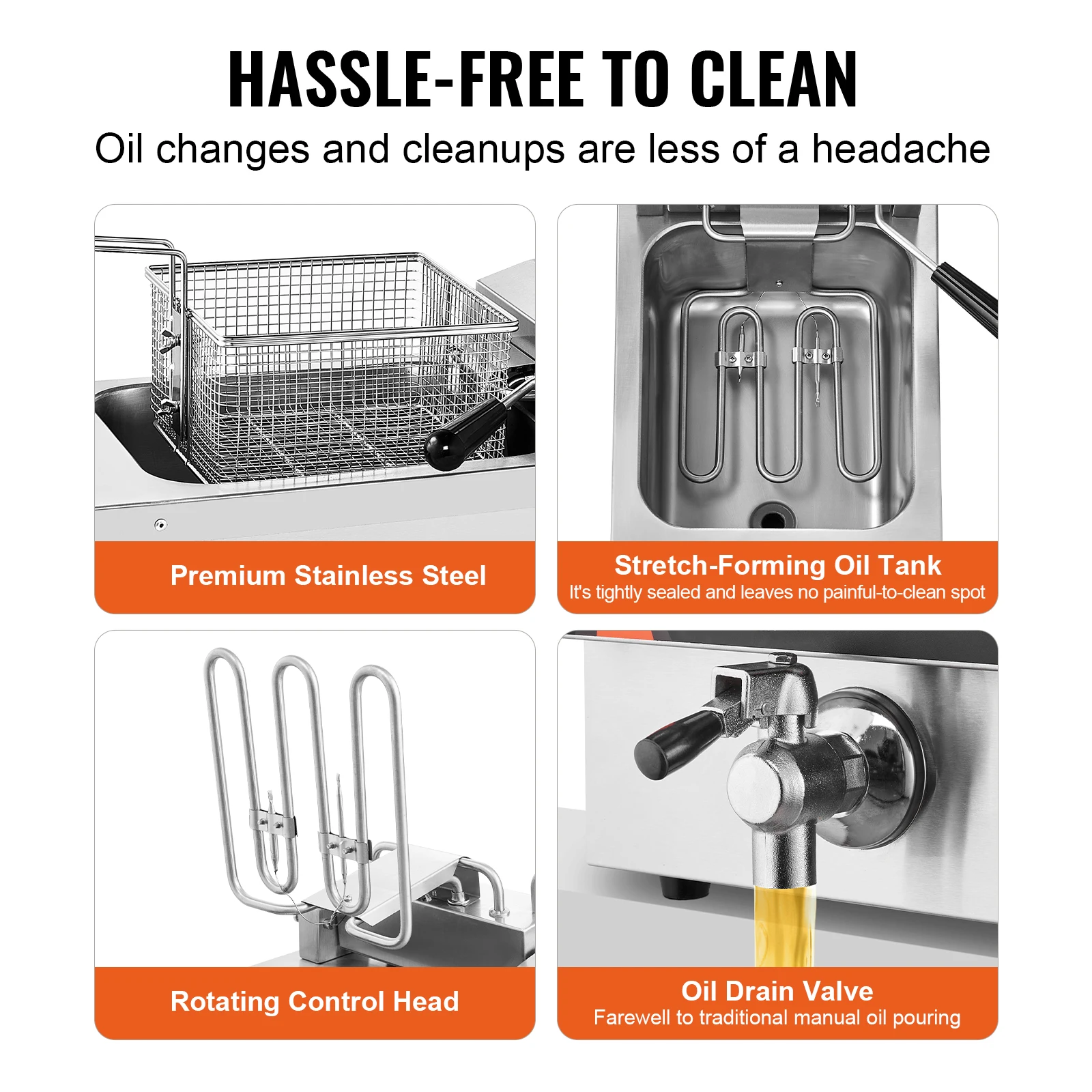 VEVOR 9Qt /8.5 L مقلاة عميقة تجارية 1750 وات مقلاة كهربائية مع سلة مقلاة زيت بخزان واحد للتحكم في الوقت والدرجة الحرارية