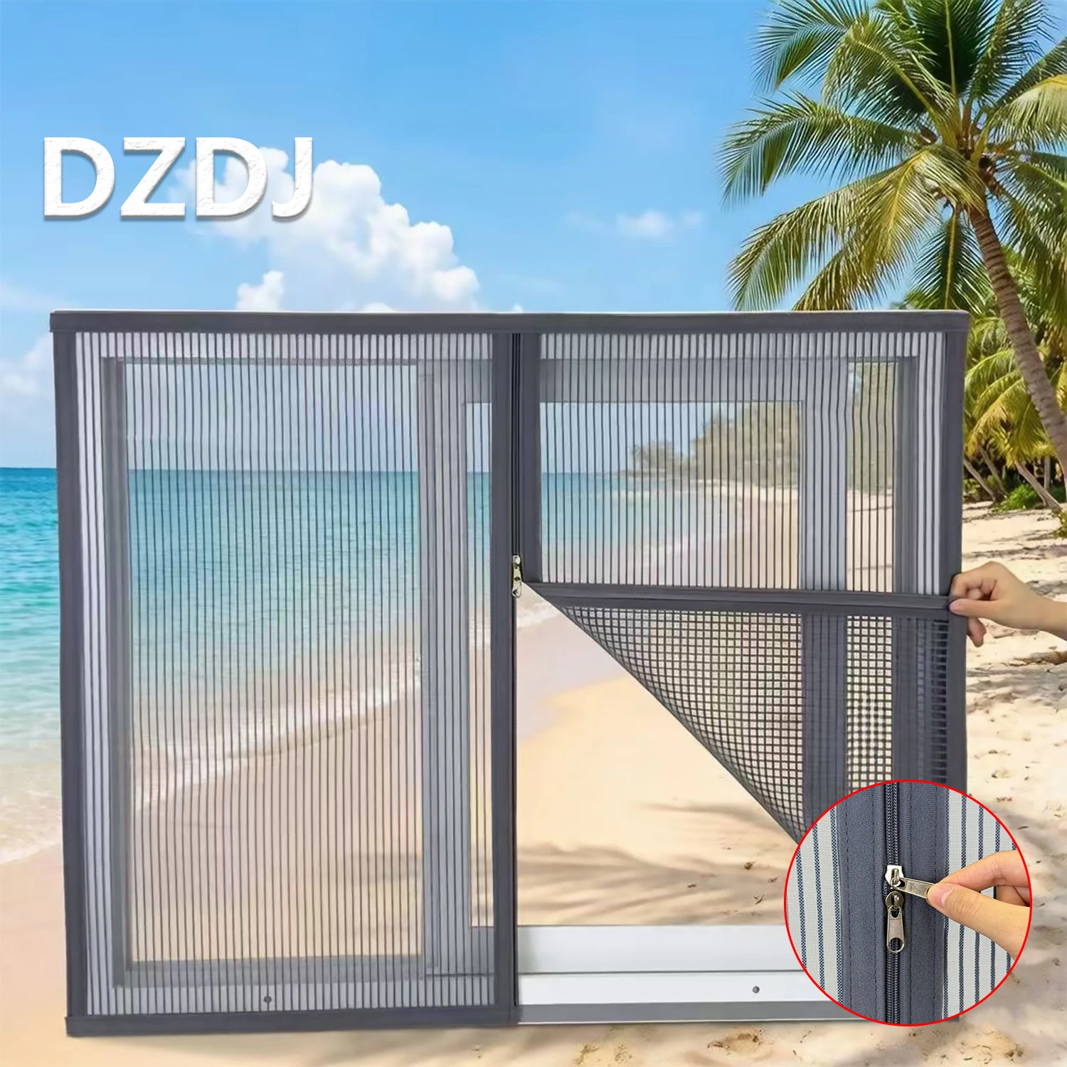 household mosquiteras para ventana，double zippers self-adhesive mosquito nets，curtains and window treatments, easy to install