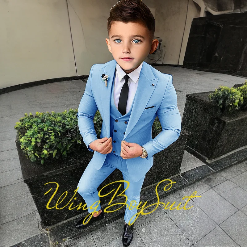 Khaki Boys Suits Business Formal Jackets Pants Vests Slim Fit High Quality Blazer Kids Wedding Tuxedos Custom Outfit