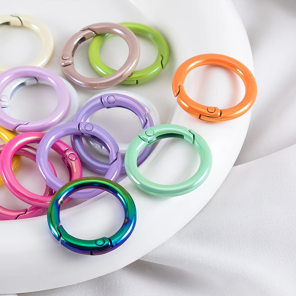 

5pcs 10pcs 25mm Colorful Round Alloy Spring Clasp Key Connector For DIY Key Chain Bag Hooks Making Jewelry Making Accessories