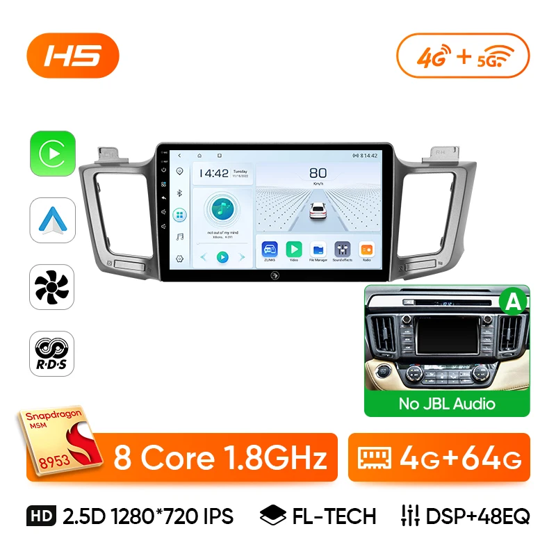 Ainavi autoradio voor Toyota RAV4 RAV 4 XA40 2012-2019 Carplay Android Auto Qualcomm autoradio multimediaspeler DSP 48EQ 2 Din