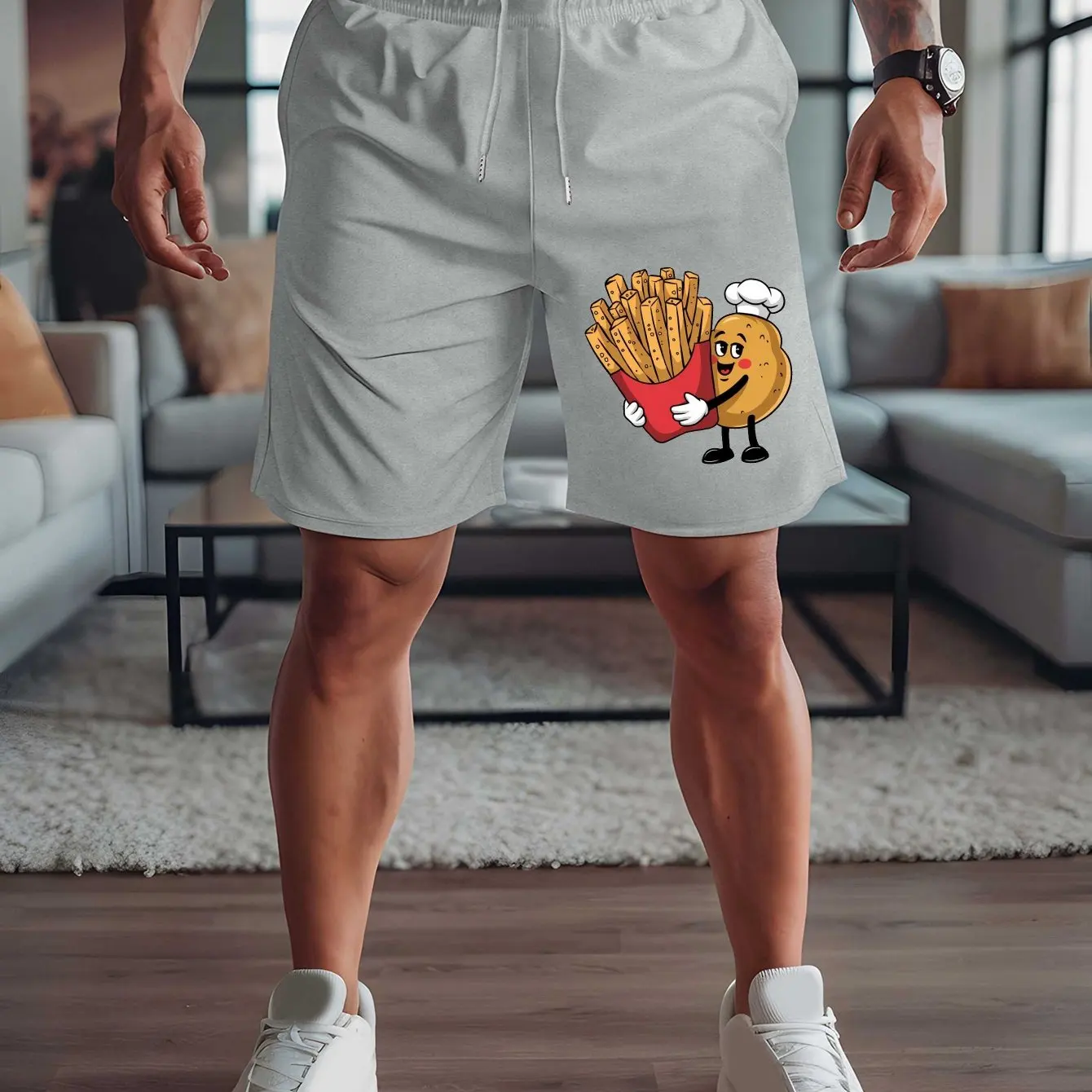 

Men's French Fry Chef Theme Shorts - Breathable Summer Outdoor Sports and Leisure Shorts