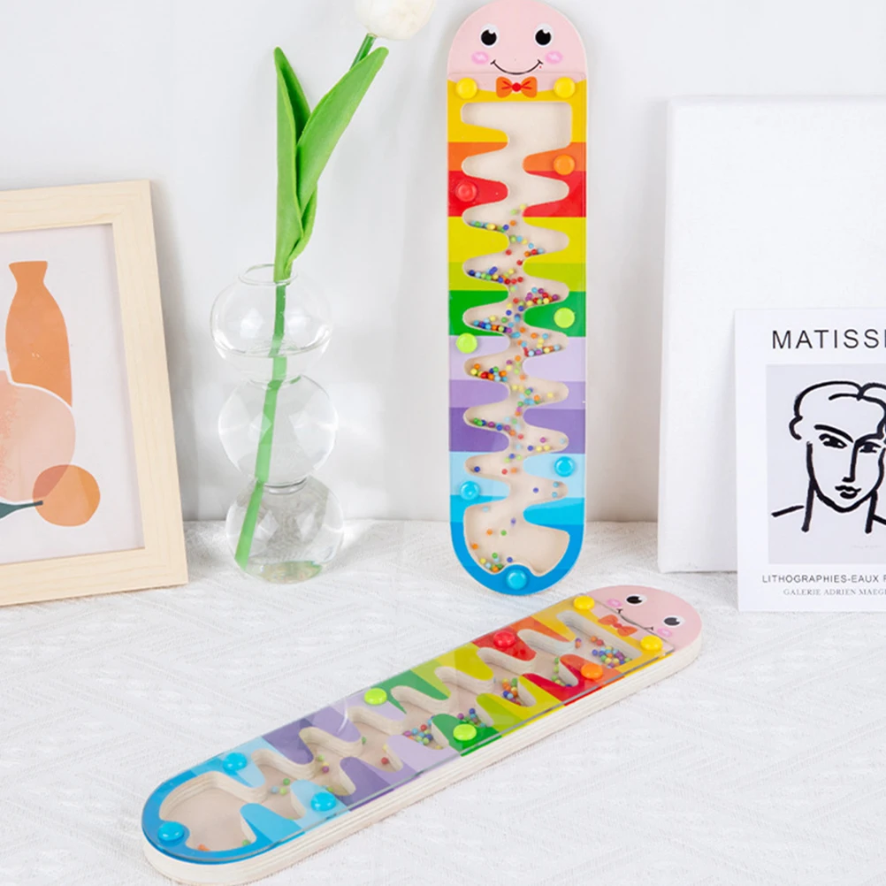 Juguete de madera con forma de reloj de arena arcoíris, diseño de superficie lisa, educativo portátil, juego feliz, juguetes Montessori para bebés