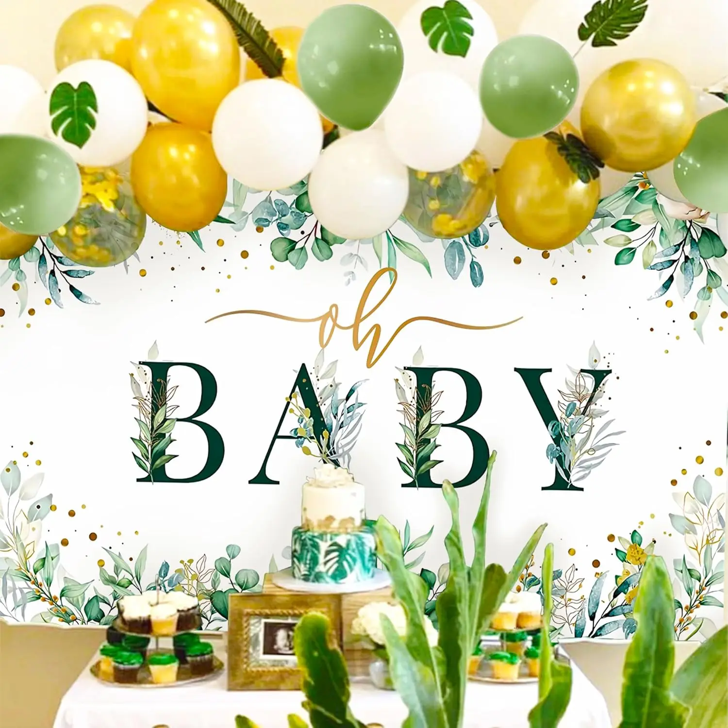 Laventy Sage Green Baby Shower Photo Booth Balloons Baby Shower Arch Neutral Baby Shower Decorations Gender Reveal Decoration