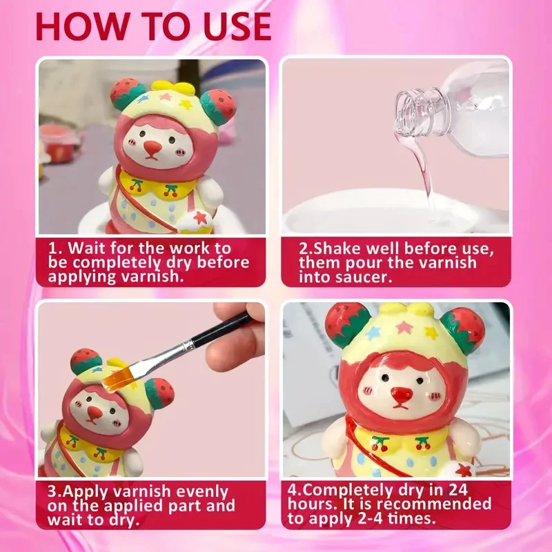 1 قطعة 50/100 مللي سوبر لمعان الطين الورنيش Nom سامة مقاومة للخدش الهواء المجفف الطين الصقيل مع فرشاة لطلاء السيراميك الخشب الاكريليك #5