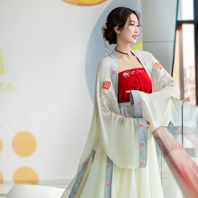 Chinese Originele Hanfu Song Dynastie Driedelige Geborduurde Taille Rok Dagelijkse Lente En Zomer Dameskleding