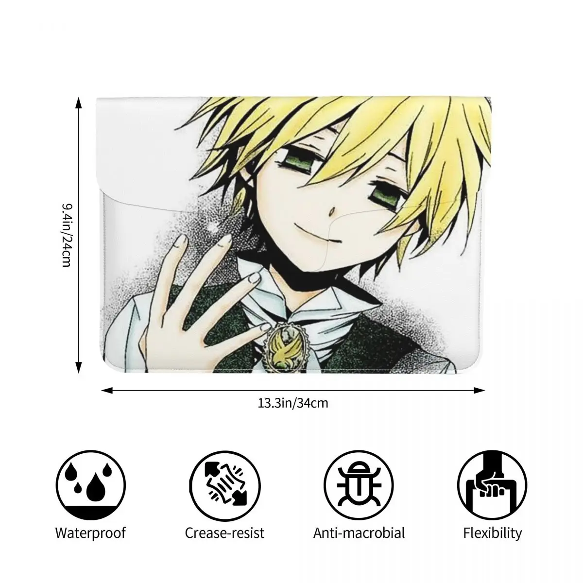 Anime Pandora Hearts PU Leather Horizontal Laptop Sleeve Shockproof Soft Lining Notebook Case 13 Inch