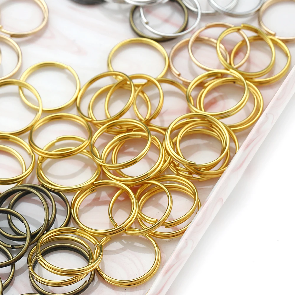 200pcs 5 6 7 8 10 12 14mm Double Loops Keychain Rings Open Circle Jump Split Key Ring Connectors DIY Jewelry Making Wholesale