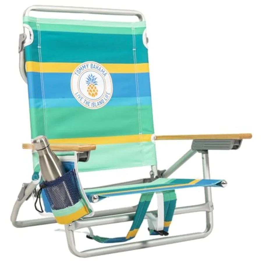 

5-Position Classic Lay Flat Backpack Beach Chair with Cooler and Cup Holder, Portable Folding Beach Chair for Tanning