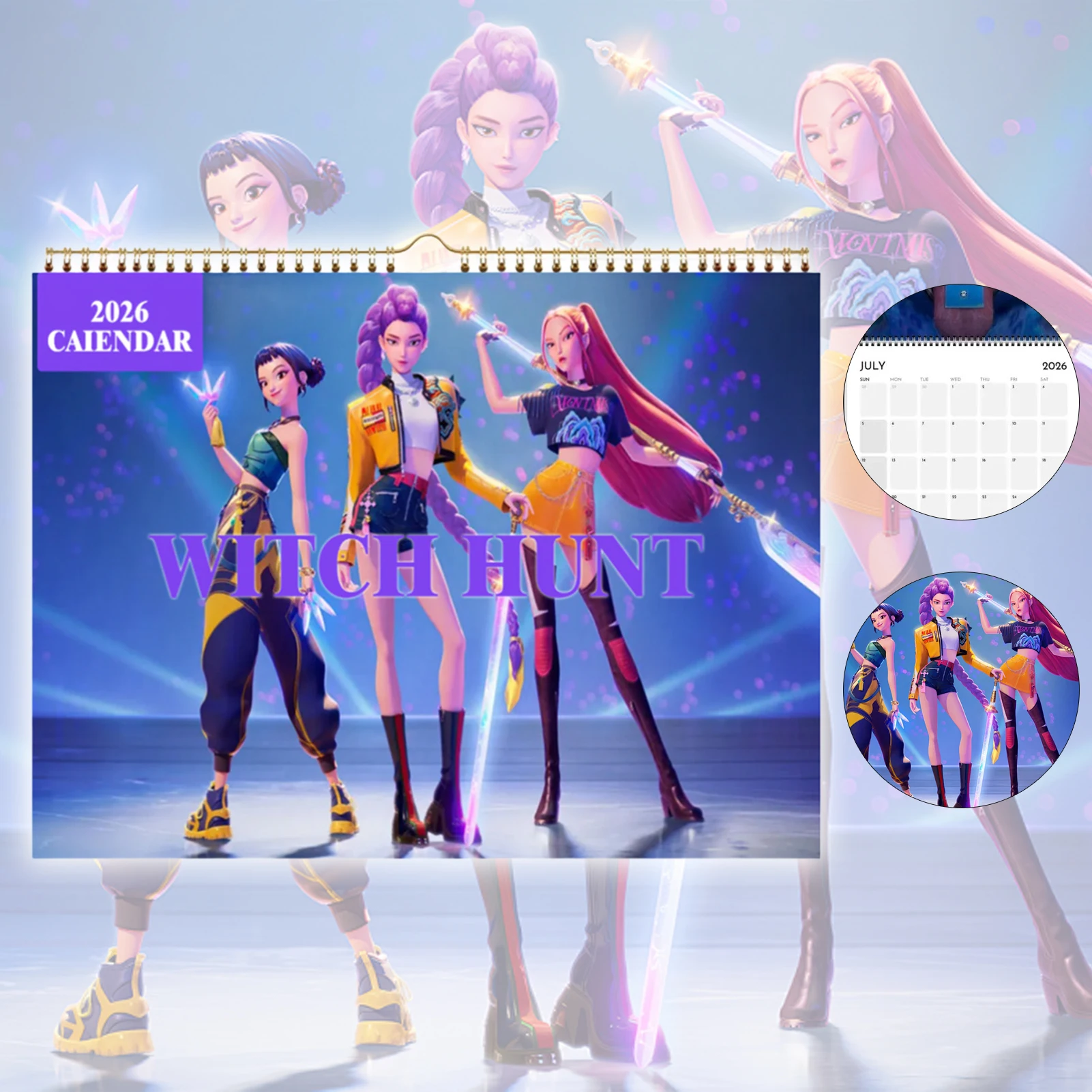 Календарь «Охотник на демонов» 2026, настенный ежемесячный планировщик, высококачественный печатный макет для настольного или настенного использования