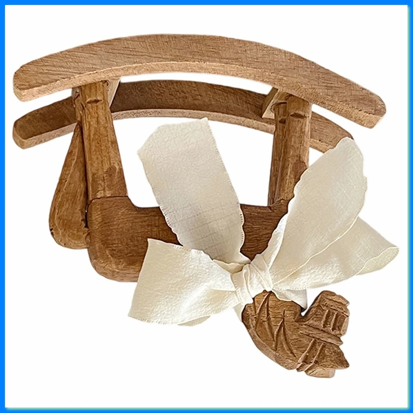 Hand Carved Wooden Horse Series Retro Style Rocking Horse Desktop Ornament for Friends Commemorative Gift A-A57M