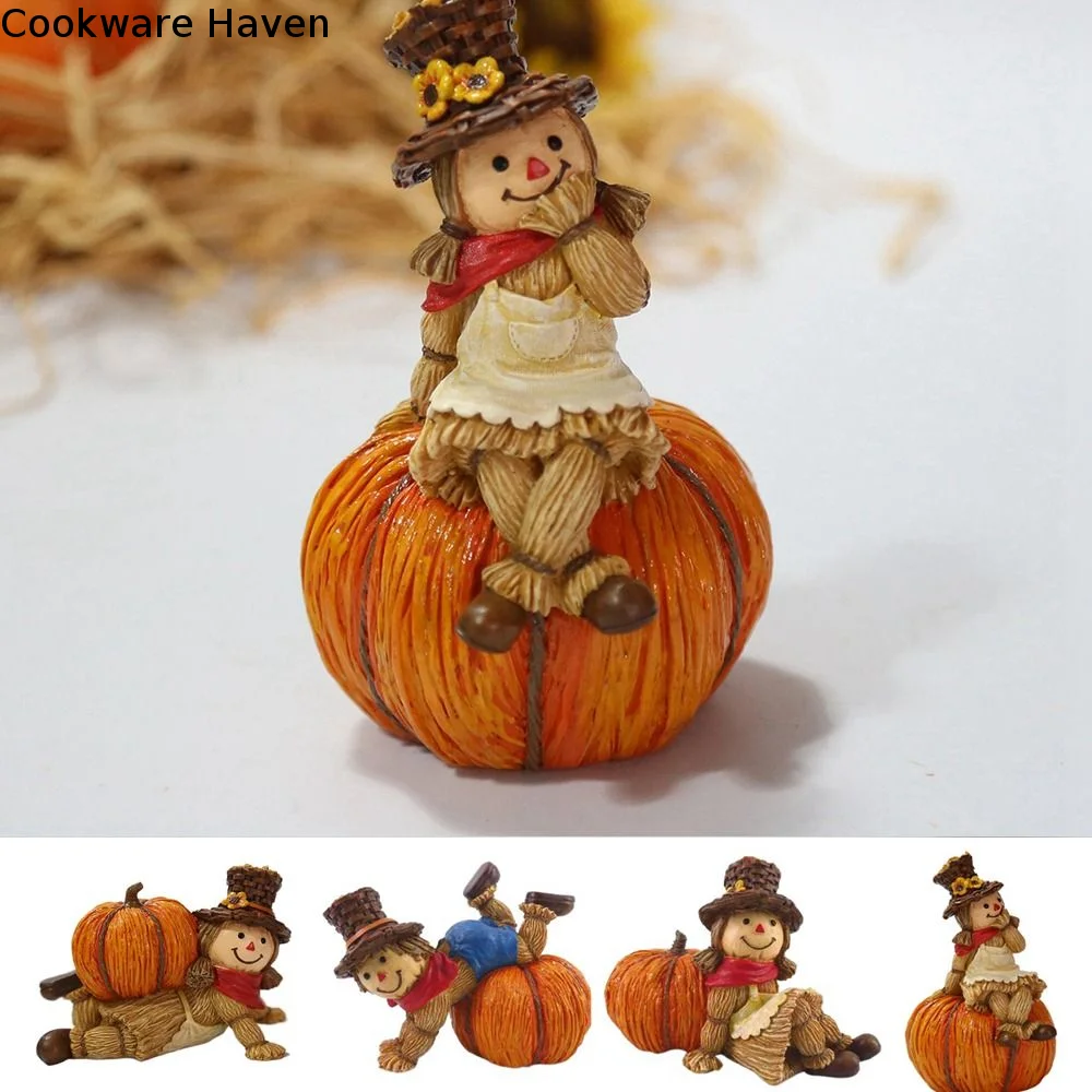 Decorative Resin Pumpkin Scarecrow Ornaments Boys And Girls Unique Pumpkin Statue Lovely Living Room