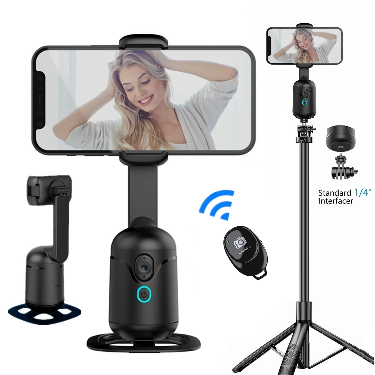 

360°Rotation Gimbal Stabilizer Selfie Stick Auto Face Tracking Tripod with Gesture Control Smartphone Holder for Vlog Shooting