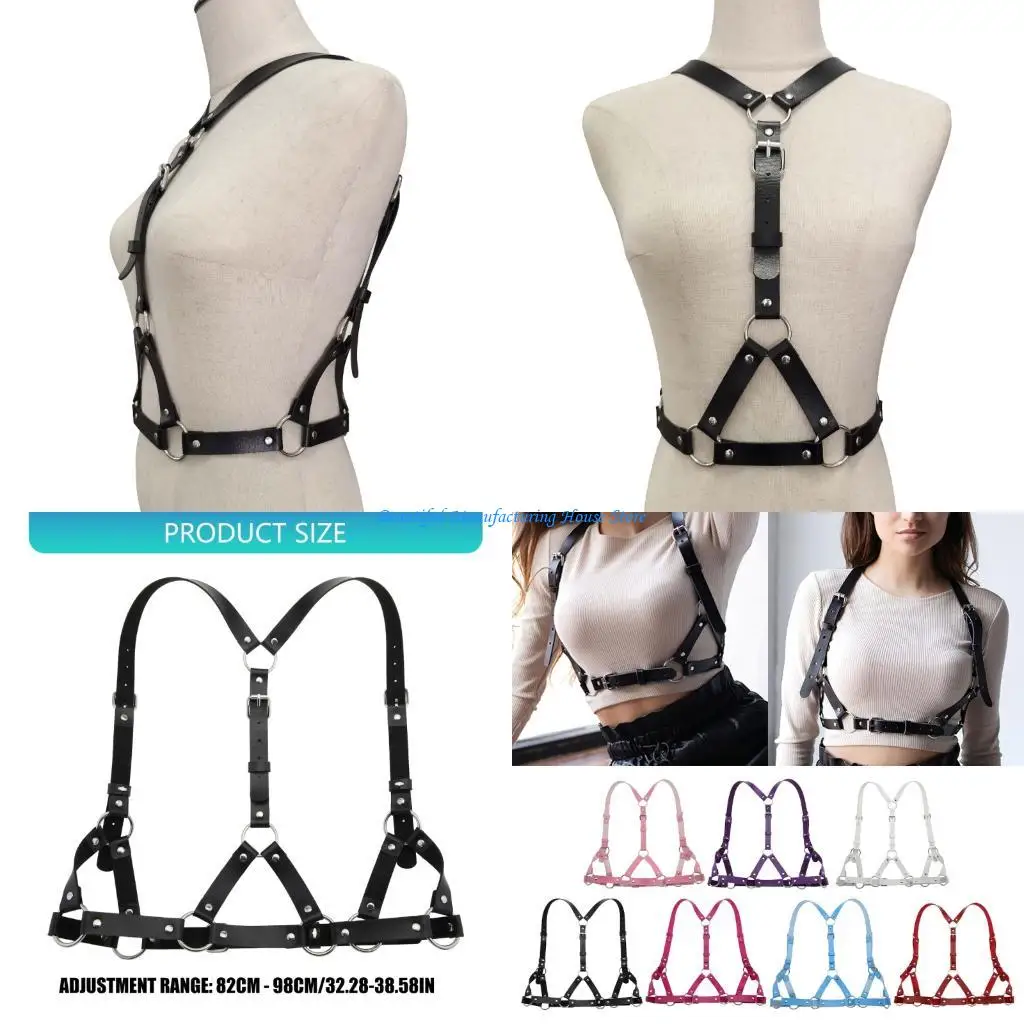 E56A Practical PU Leather Body Chest Belt Body Chest Chain for Outdoor Activities