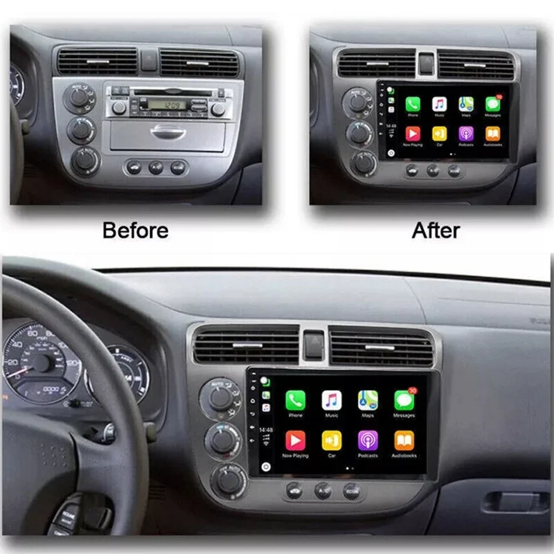 4-64GB For Honda Civic 2001-2005 Apple CarPlay Android 13 Auto Car Stereo Radio FM AM BT Head Unit