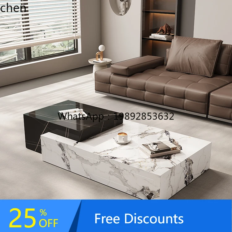 

LYY minimalist rectangular rock slab coffee table simple living room small apartment storage coffee table