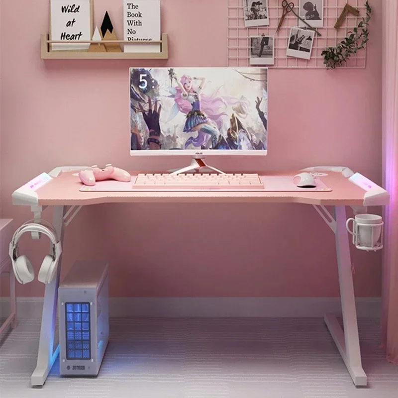 Streamer Pink table desktop computer desk family anchor cute girl game table fashion black sturdy high-end table office desk