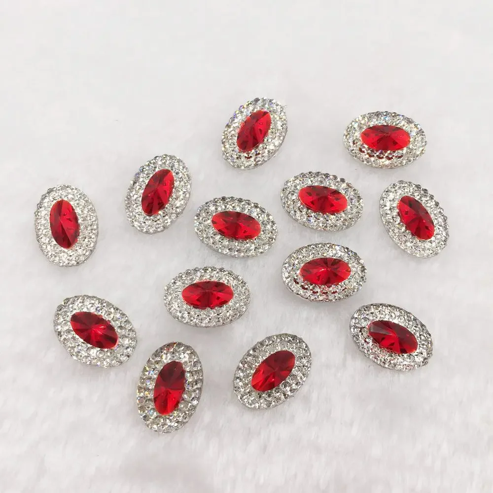 60pcs Resin 10*14mm Oval Gem flatback Bling rhinestone Ornaments DIY scrapbook Wedding appliques craft SW36